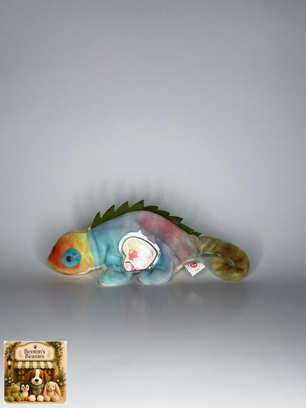 Iggy the Chameleon TY Beanie Baby | Mint Heart & Tush Tag