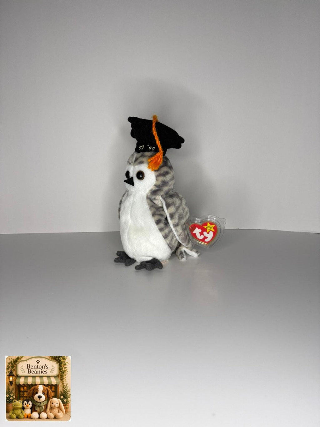 Wiser the Owl TY Beanie Baby | Mint Heart & Tush Tag