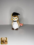 Wisest the Owl TY Beanie Baby | Mint Heart & Tush Tag