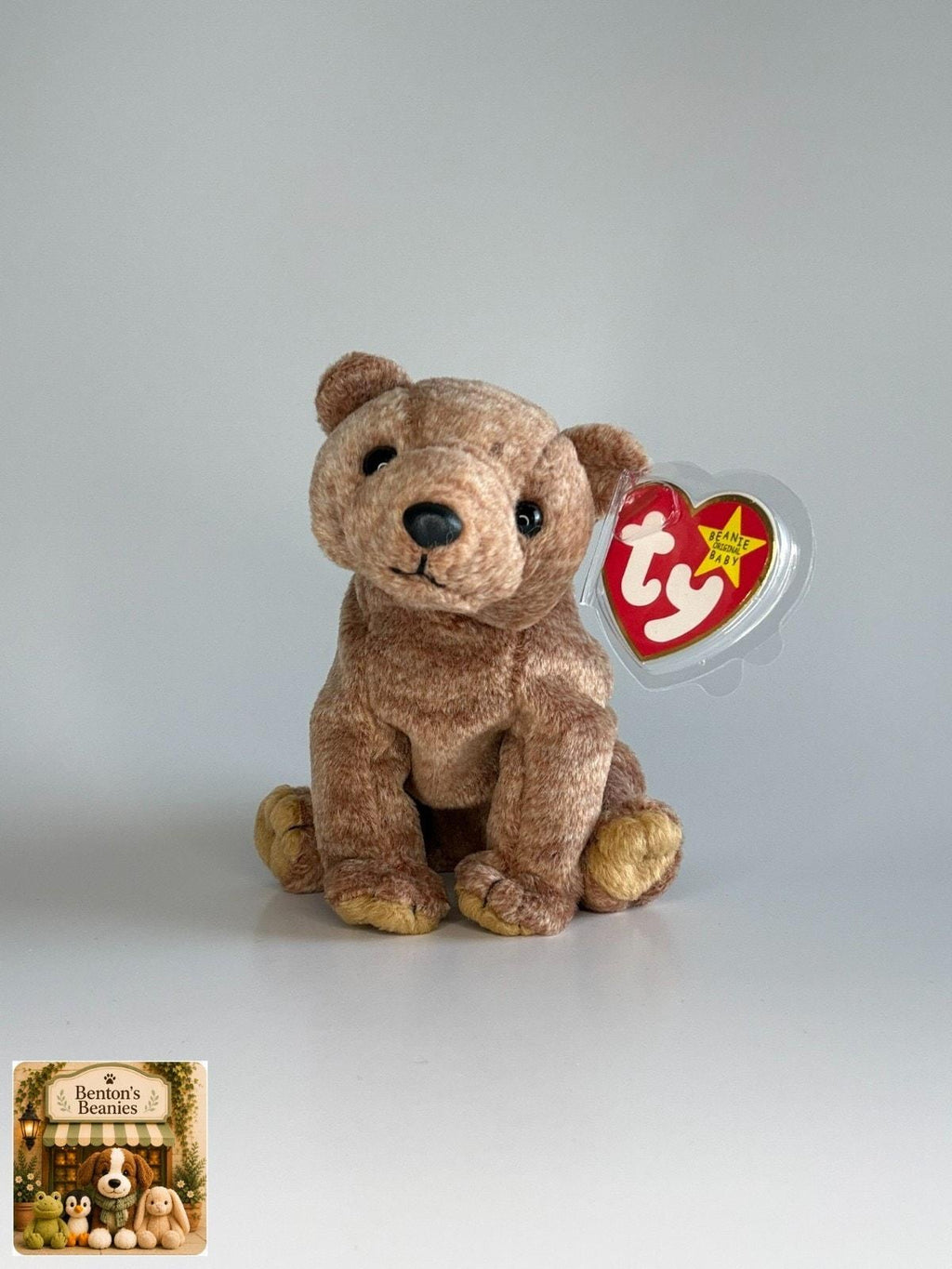 Pecan the Bear TY Beanie Baby | Mint Heart & Tush Tag