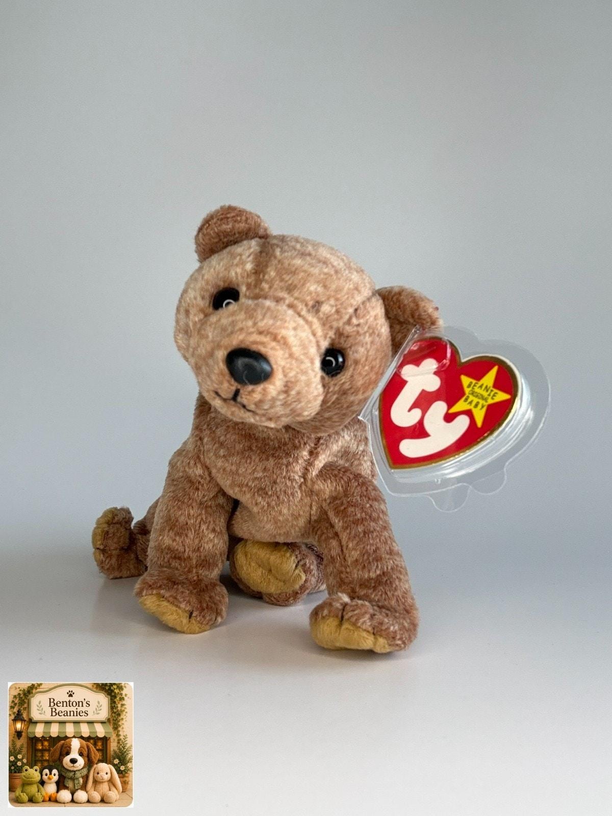 Pecan the Bear TY Beanie Baby | Mint Heart & Tush Tag