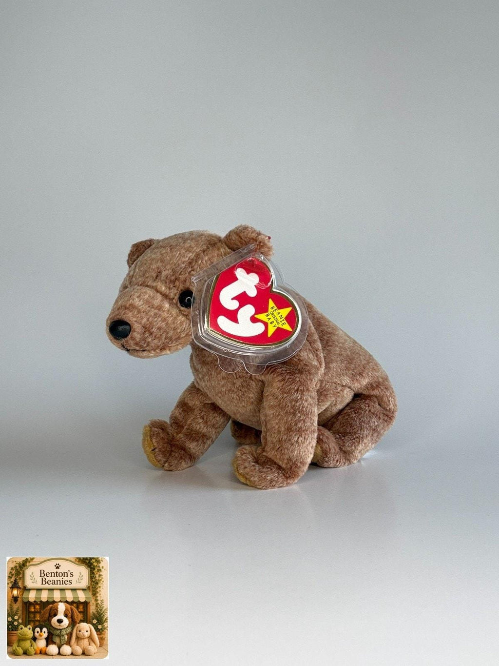 Pecan the Bear TY Beanie Baby | Mint Heart & Tush Tag