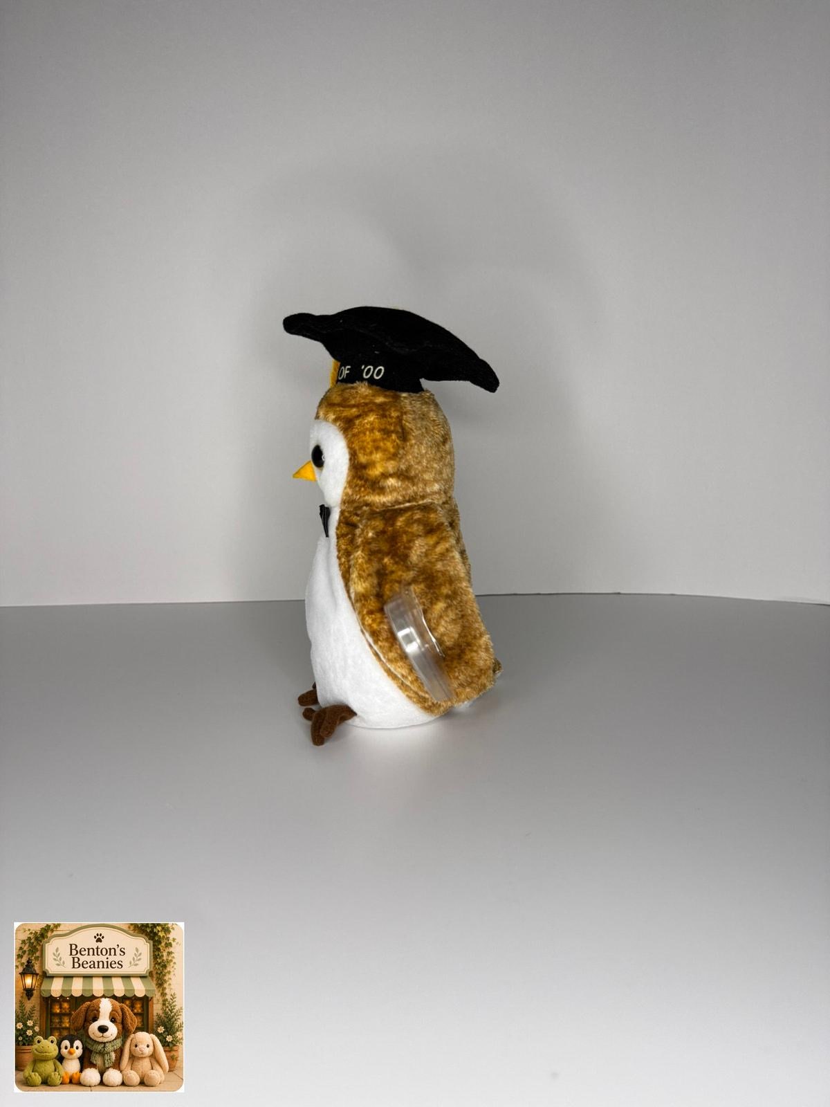 Wisest the Owl TY Beanie Baby | Mint Heart & Tush Tag