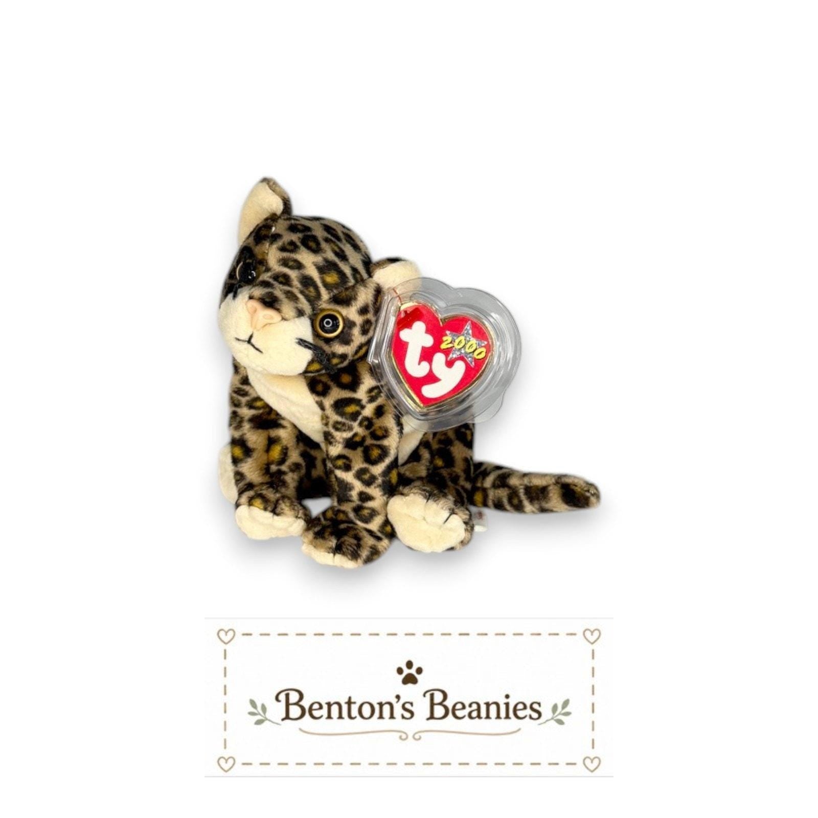 Sneaky the Leopard TY Beanie Baby | Mint Heart & Tush Tag