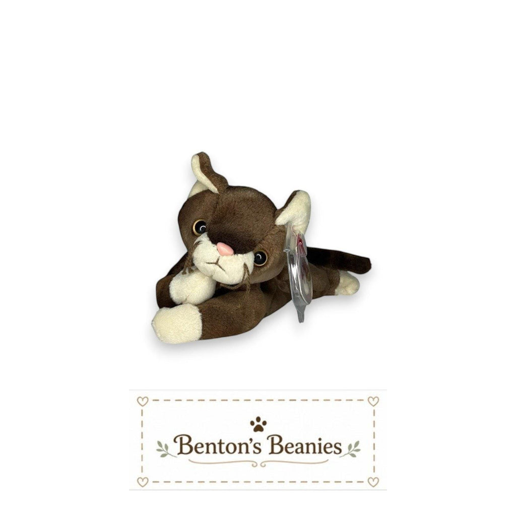 Pounce the Cat TY Beanie Baby | Mint Heart & Tush Tag