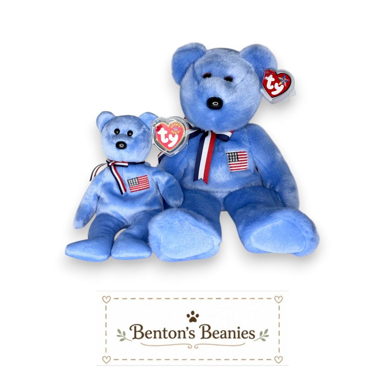 America the Bear TY Beanie Buddies & Baby | Mint Tags