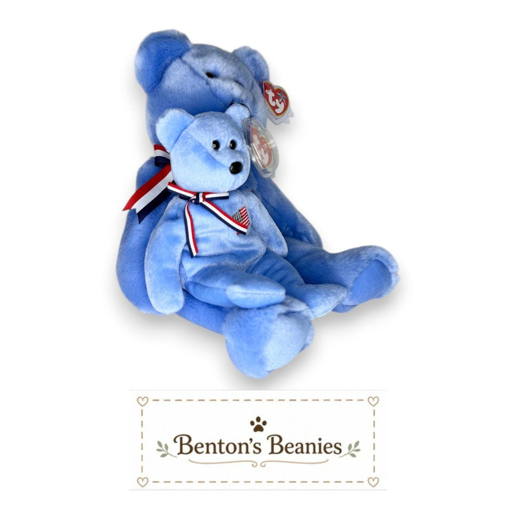 America the Bear TY Beanie Buddies & Baby | Mint Tags