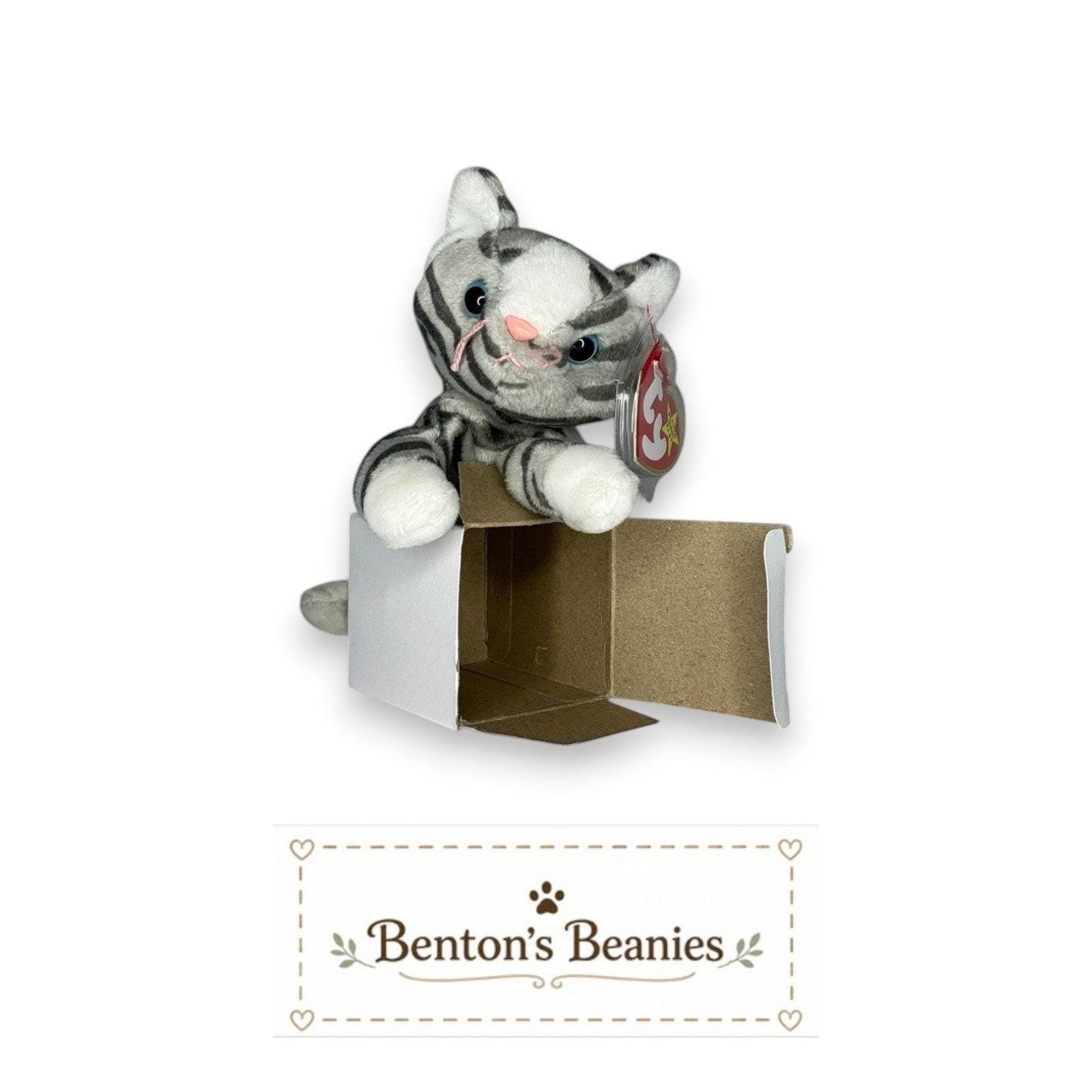 Prance the Grey Striped Cat TY Beanie Baby | Mint Heart & Tush Tag