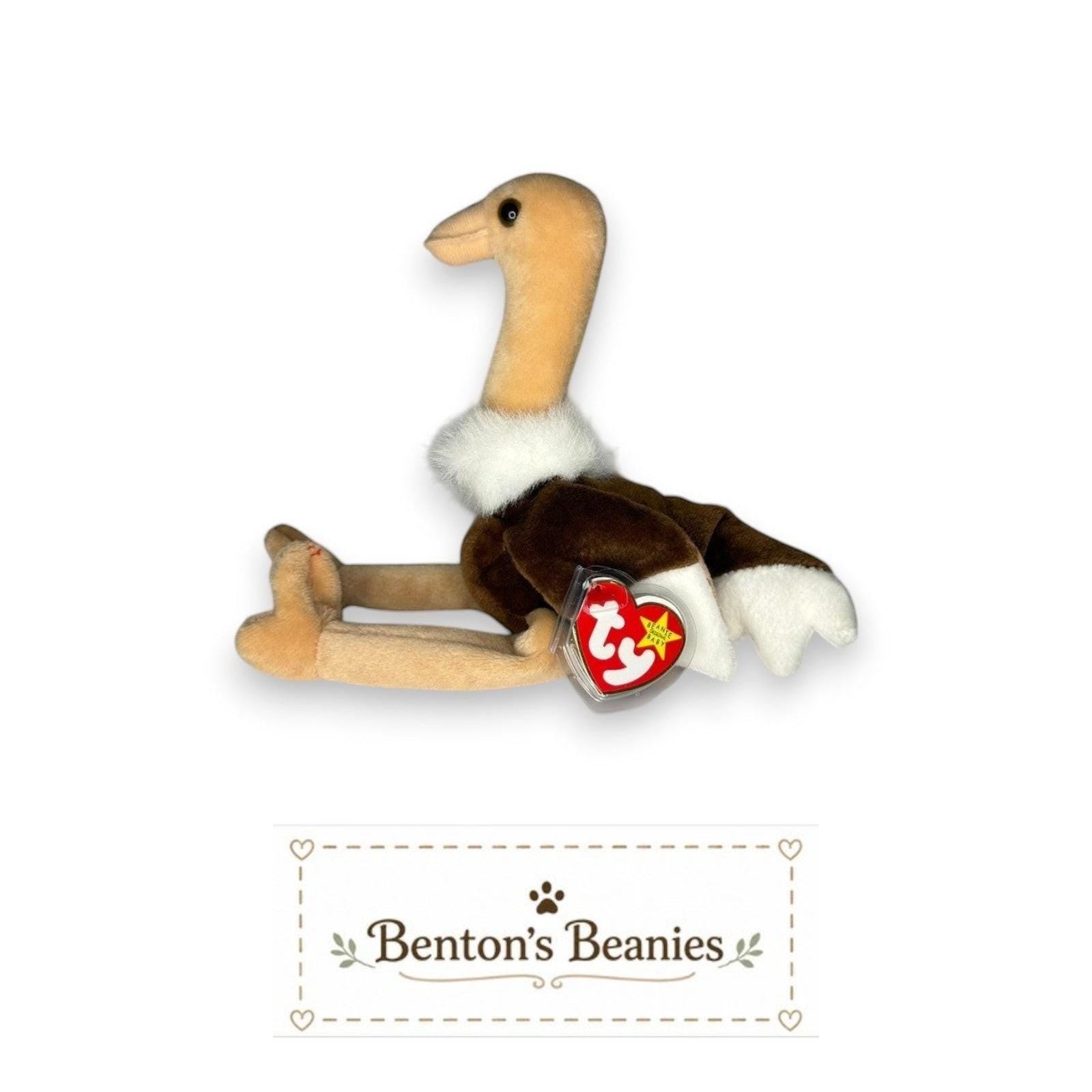 Stretch the Ostrich TY Beanie Baby | Mint Heart & Tush Tag
