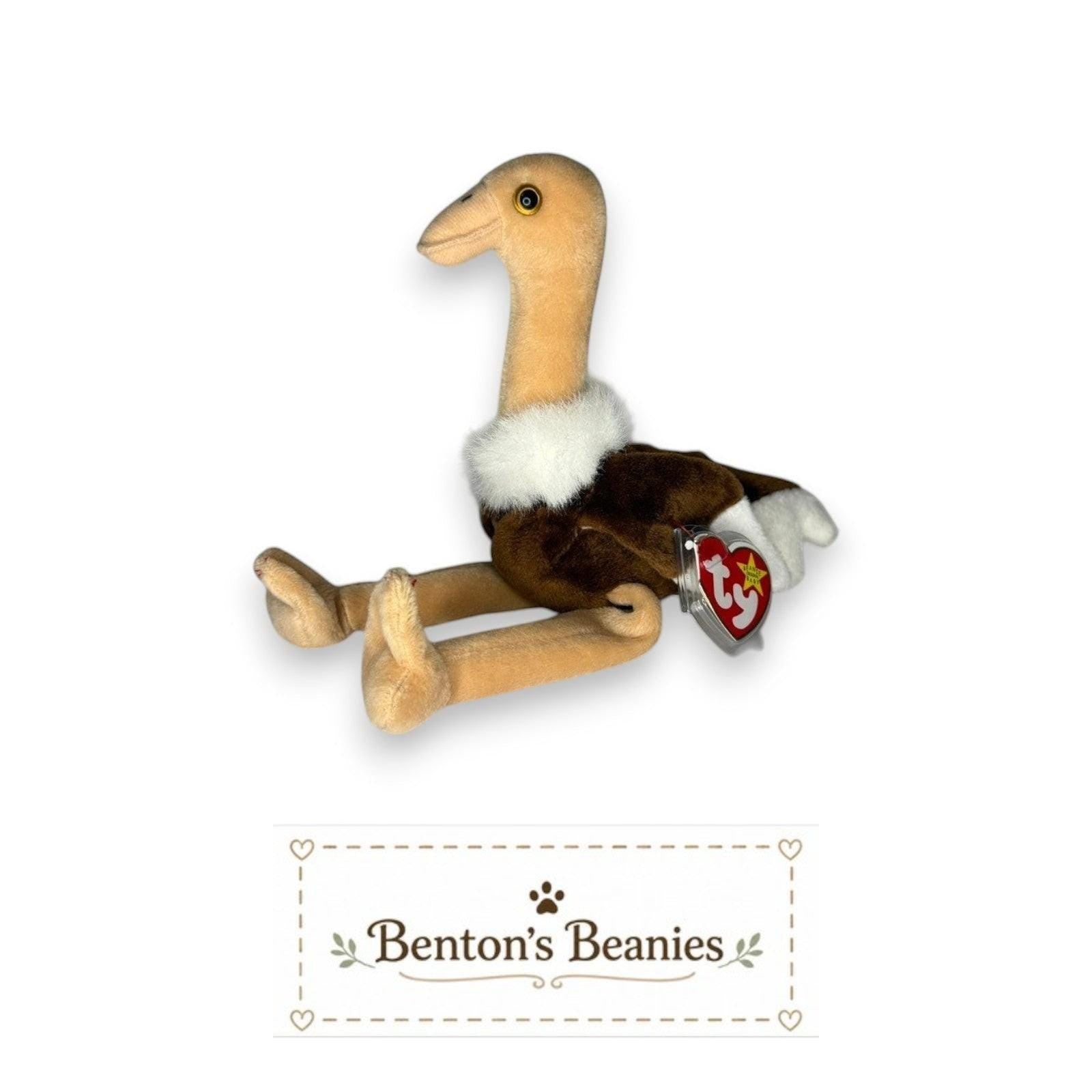 Stretch the Ostrich TY Beanie Baby | Mint Heart & Tush Tag