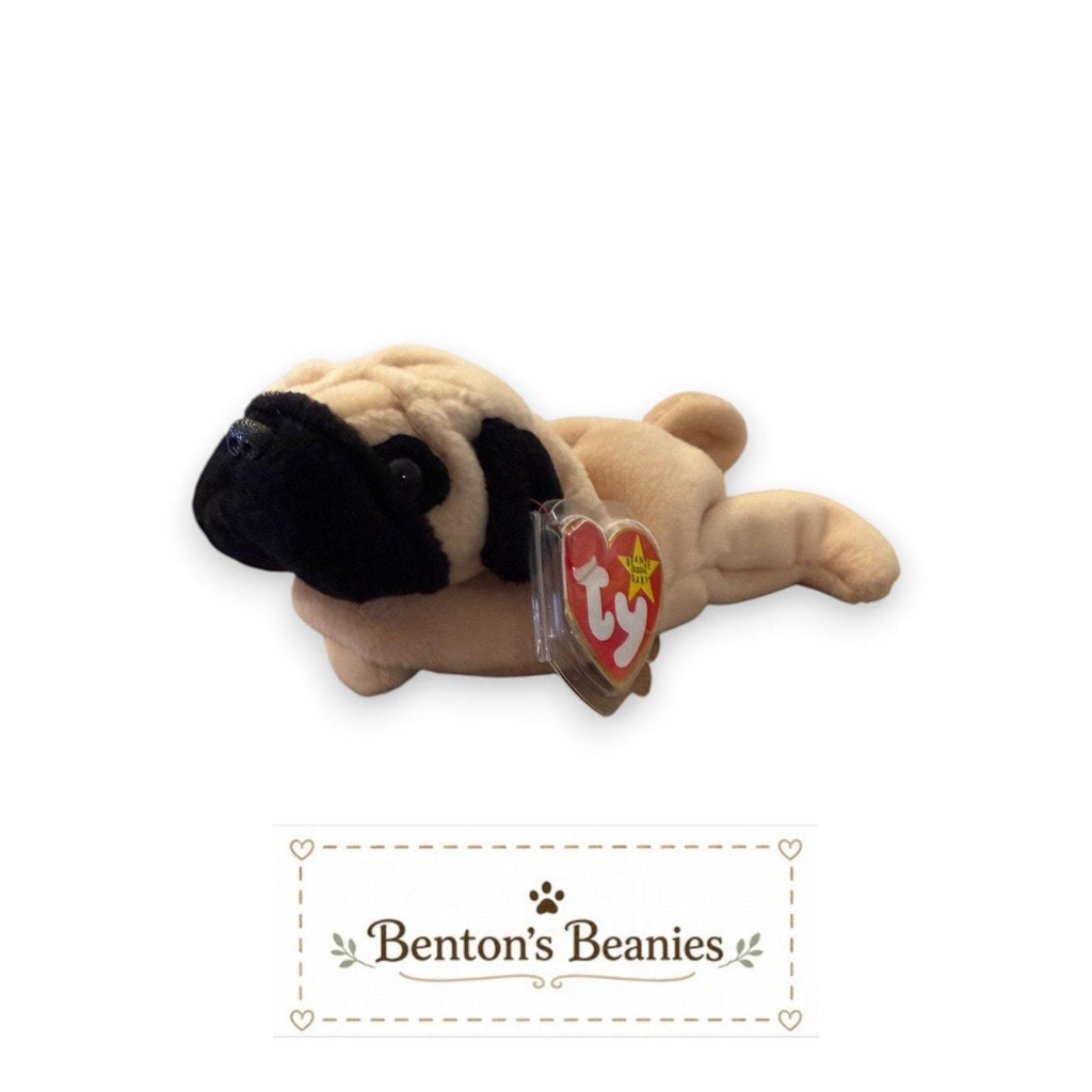 Pugsly the Pug Dog TY Beanie Baby | Mint Heart & Tush Tag