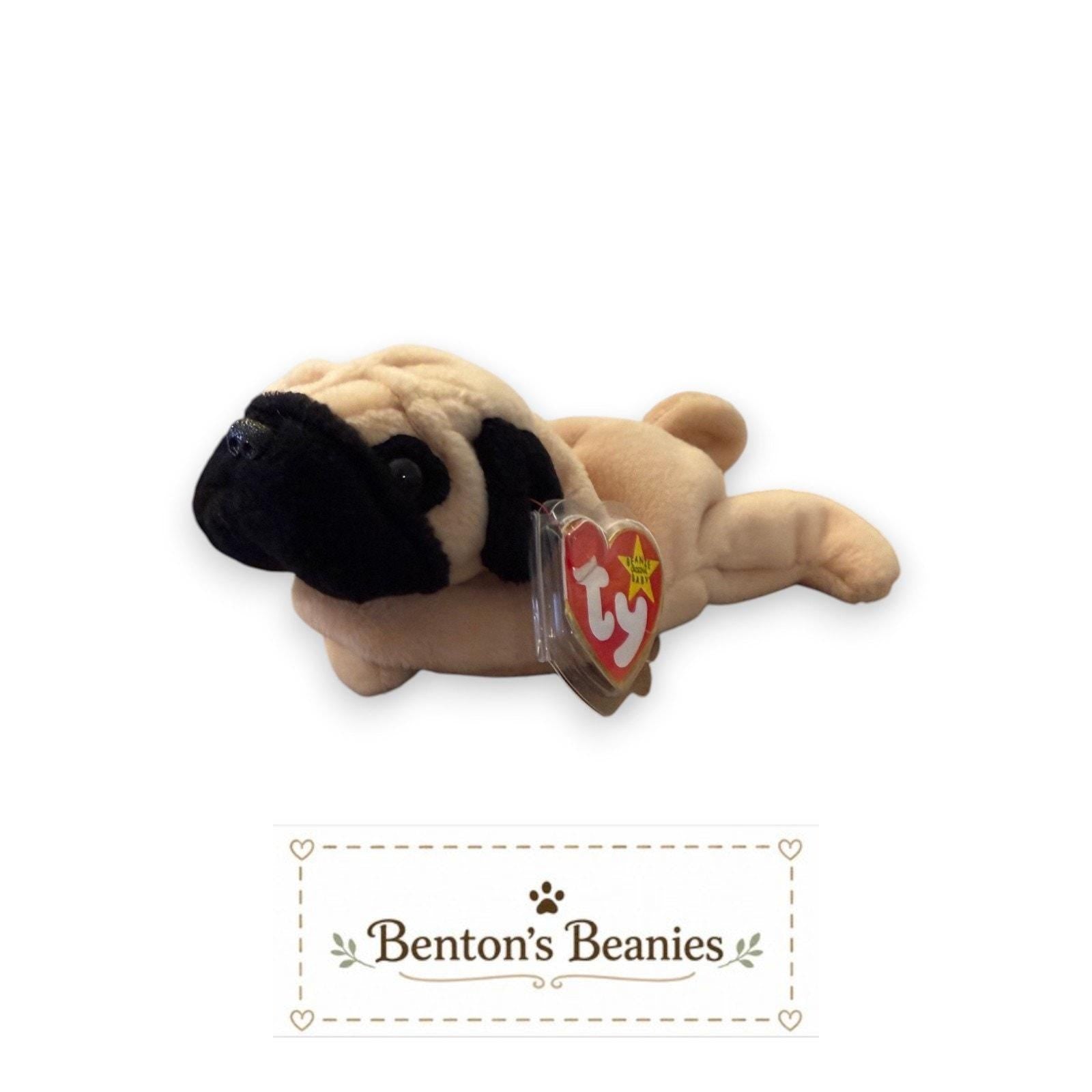 Pugsly the Pug Dog TY Beanie Baby | Mint Heart & Tush Tag