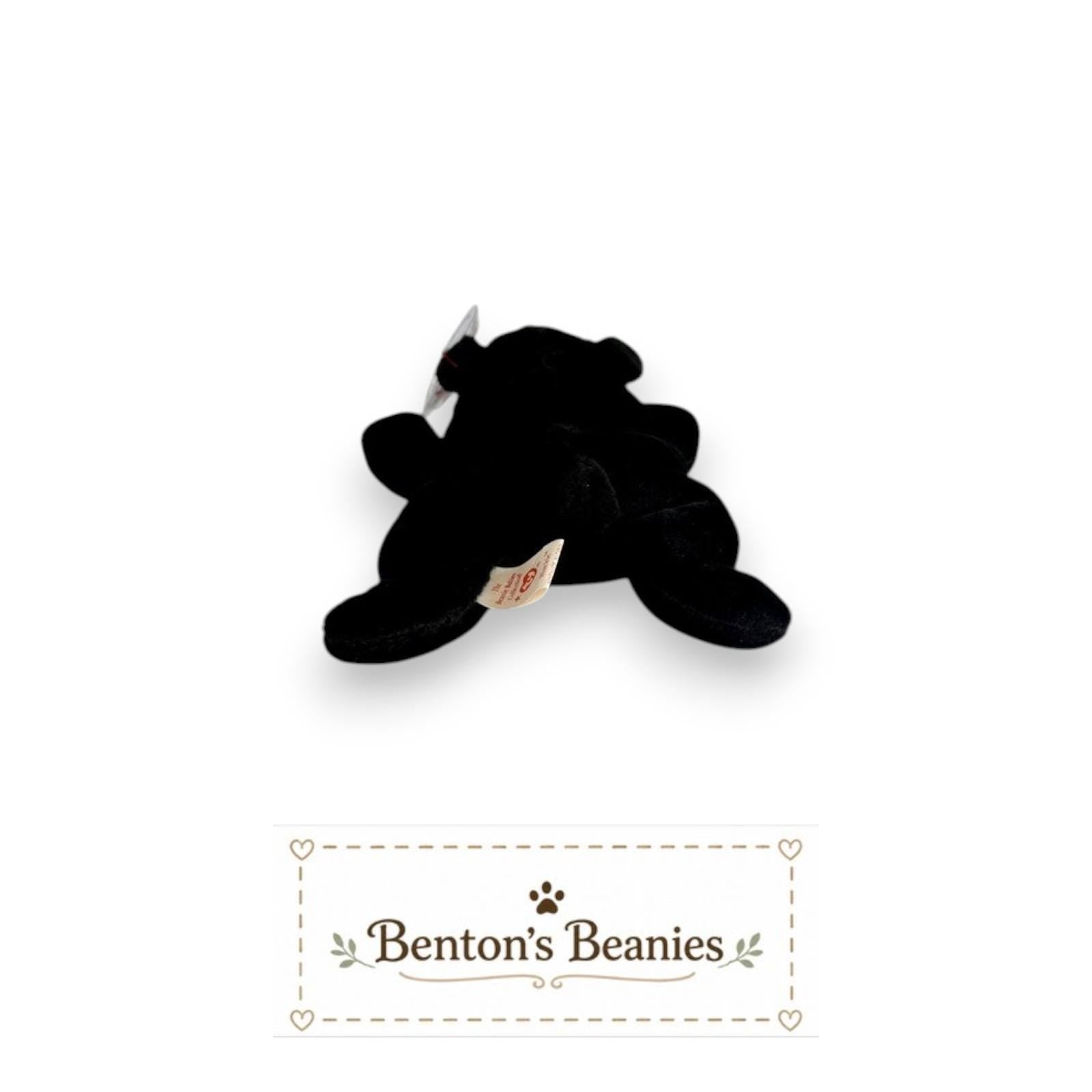 Blackie the Bear TY Beanie Baby | Mint Heart & Tush Tag