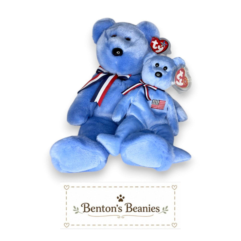 America the Bear TY Beanie Buddies & Baby | Mint Tags