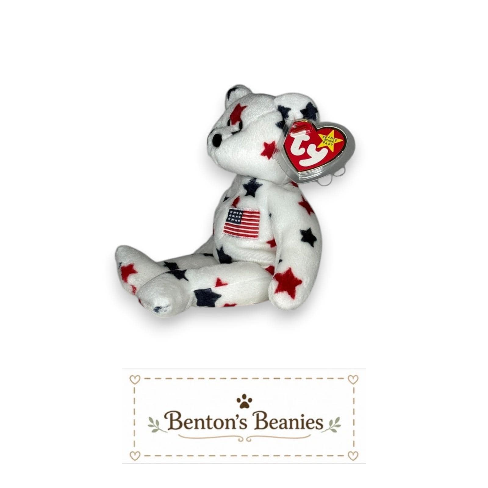 Glory the Bear TY Beanie Baby | Mint Heart & Tush Tag