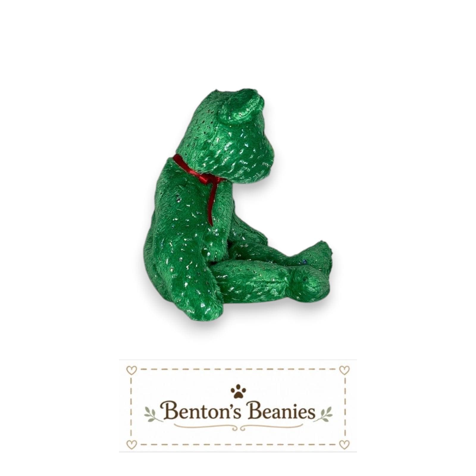 Decade the Bear Green TY Beanie Baby | Mint Heart/Tush Tag