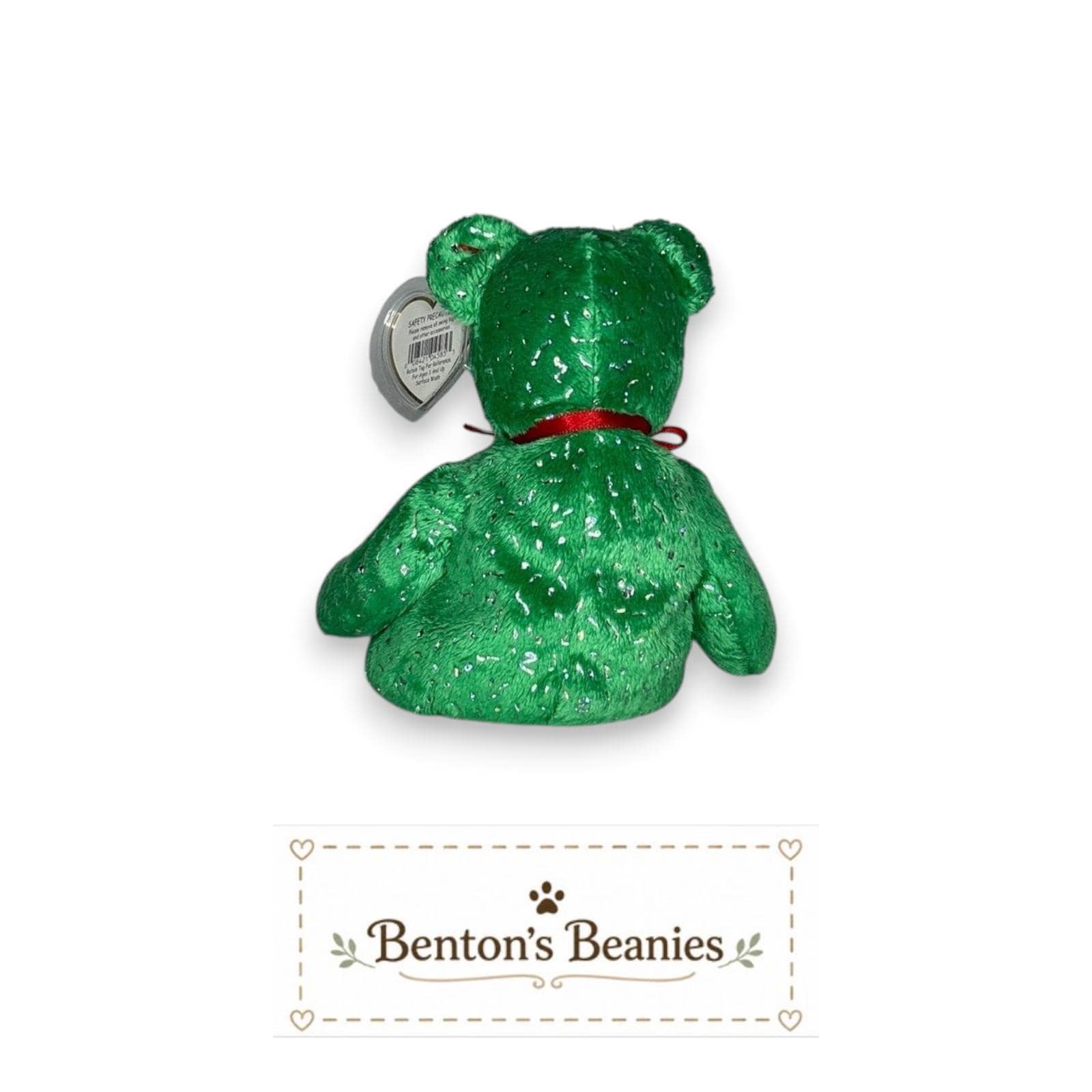 Decade the Bear Green TY Beanie Baby | Mint Heart/Tush Tag