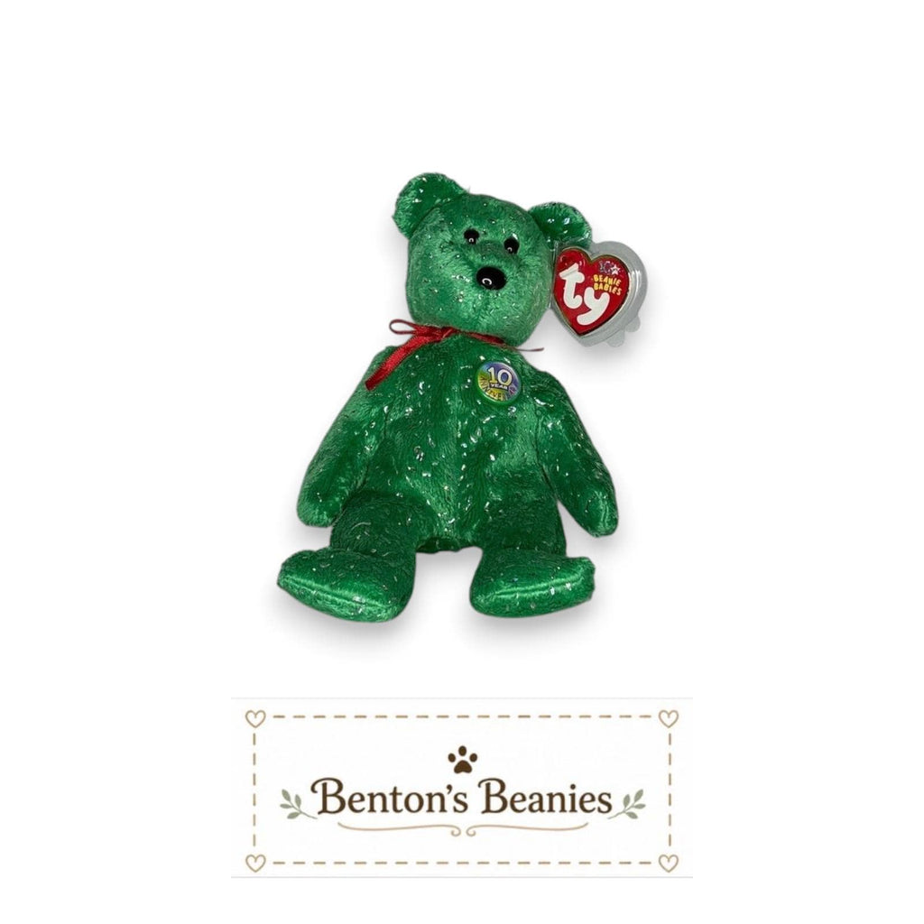 Decade the Bear Green TY Beanie Baby | Mint Heart/Tush Tag