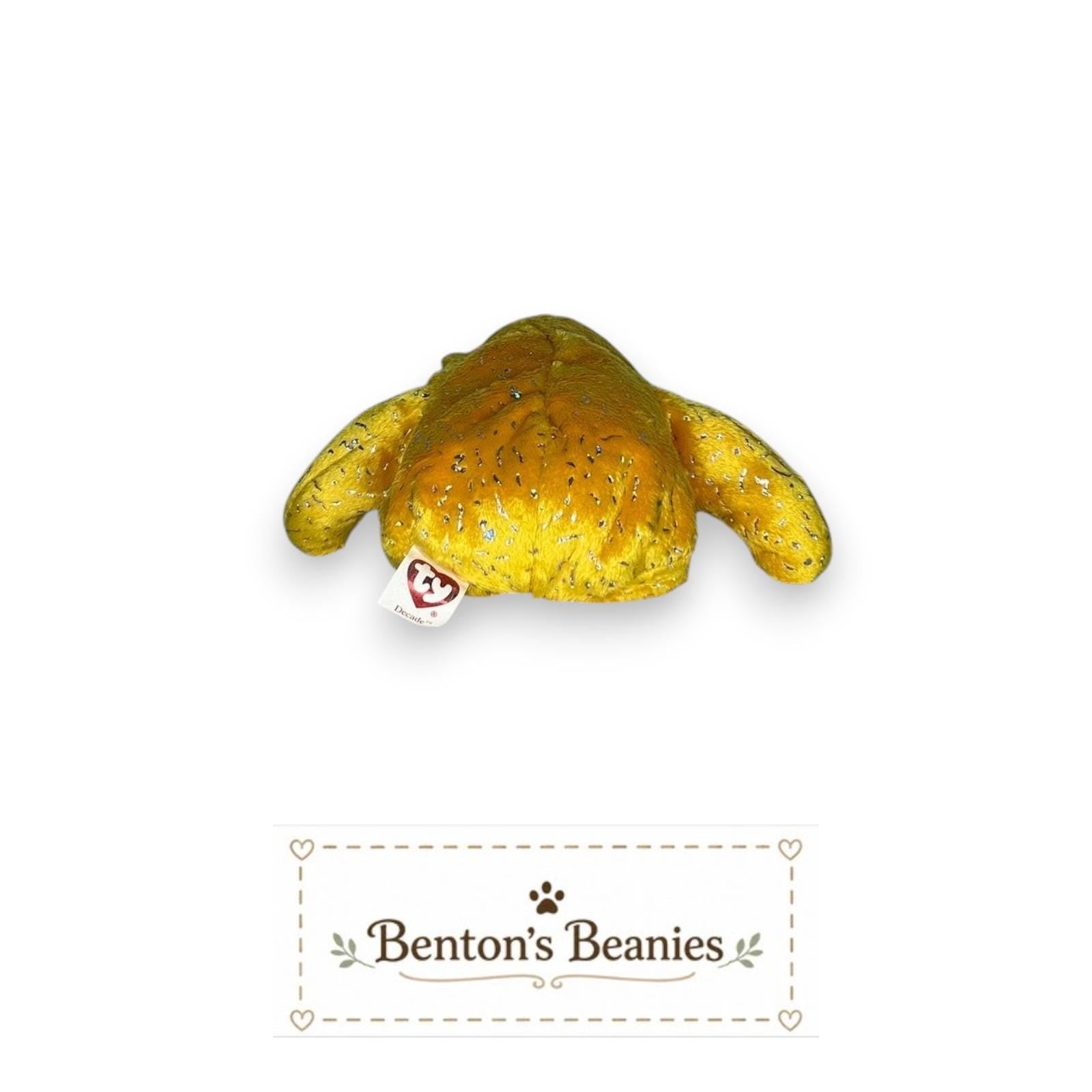 Decade the Bear Yellow TY Beanie Baby | Mint Heart/Tush Tag