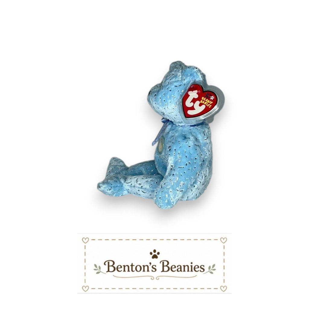 Decade the Bear Light Blue TY Beanie Baby | Mint Heart/Tush Tag