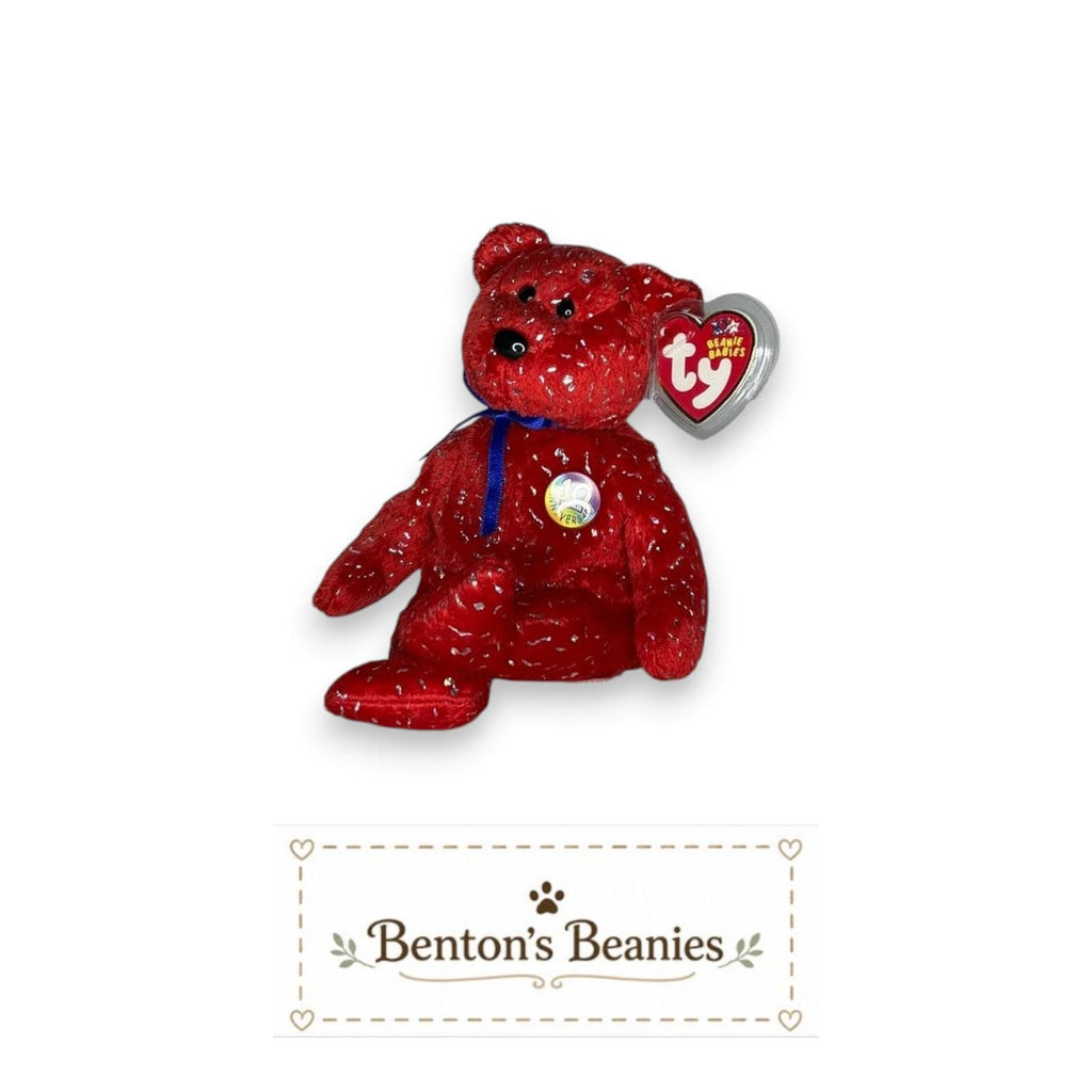 Decade the Bear Red TY Beanie Baby | Mint Heart/Tush Tag