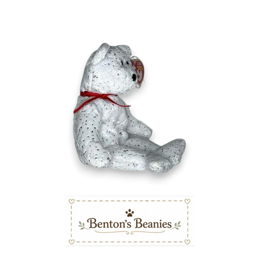 Decade the Bear White TY Beanie Baby | Mint Heart/Tush Tag
