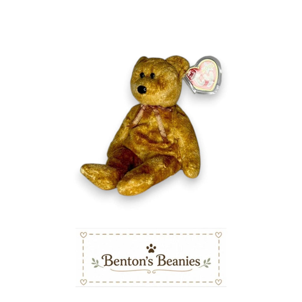 Cashew the Bear TY Beanie Baby | Mint Heart & Tush Tag