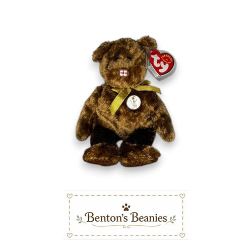 Champion the England Bear TY Beanie Baby | Mint Heart & Tush Tag