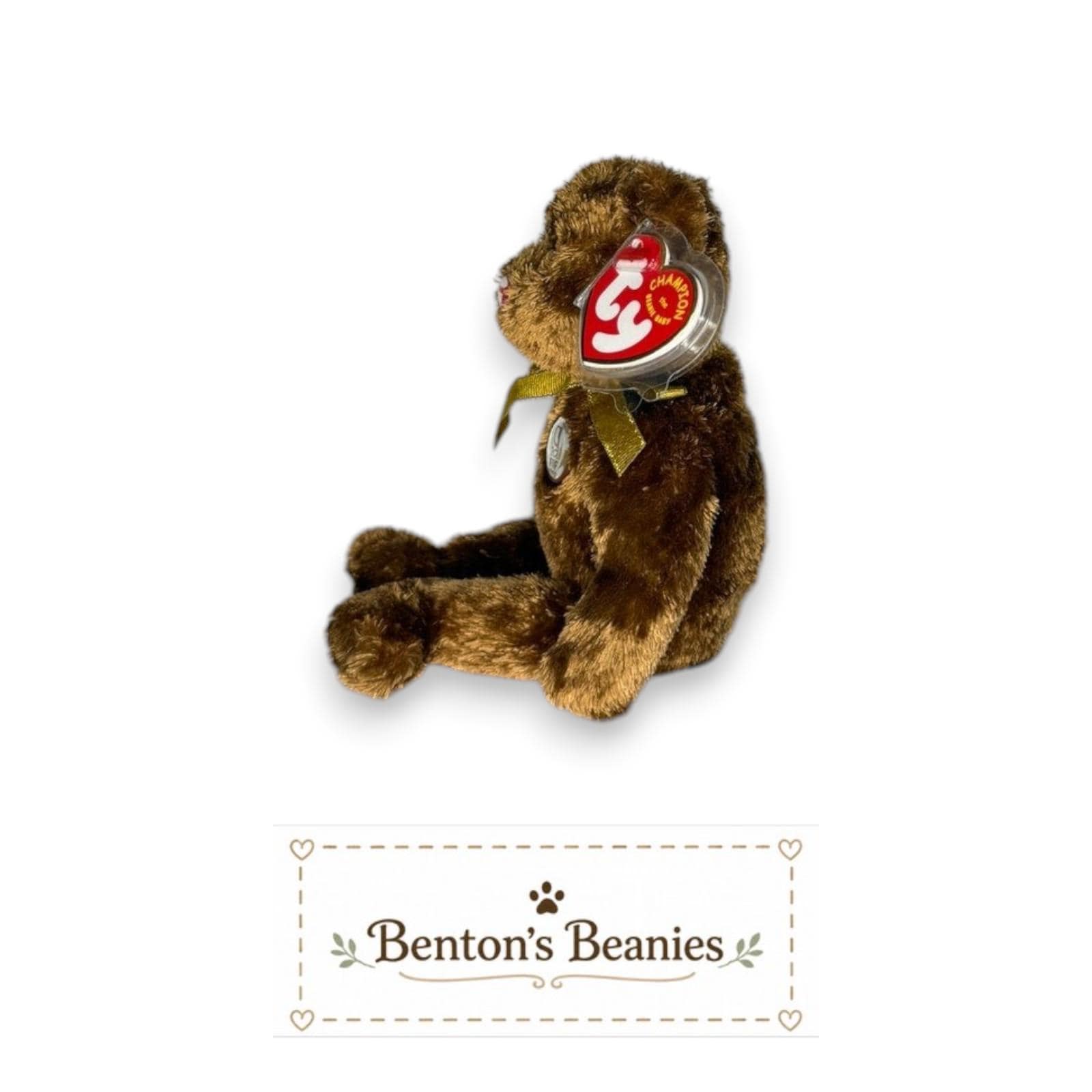 Champion the England Bear TY Beanie Baby | Mint Heart & Tush Tag
