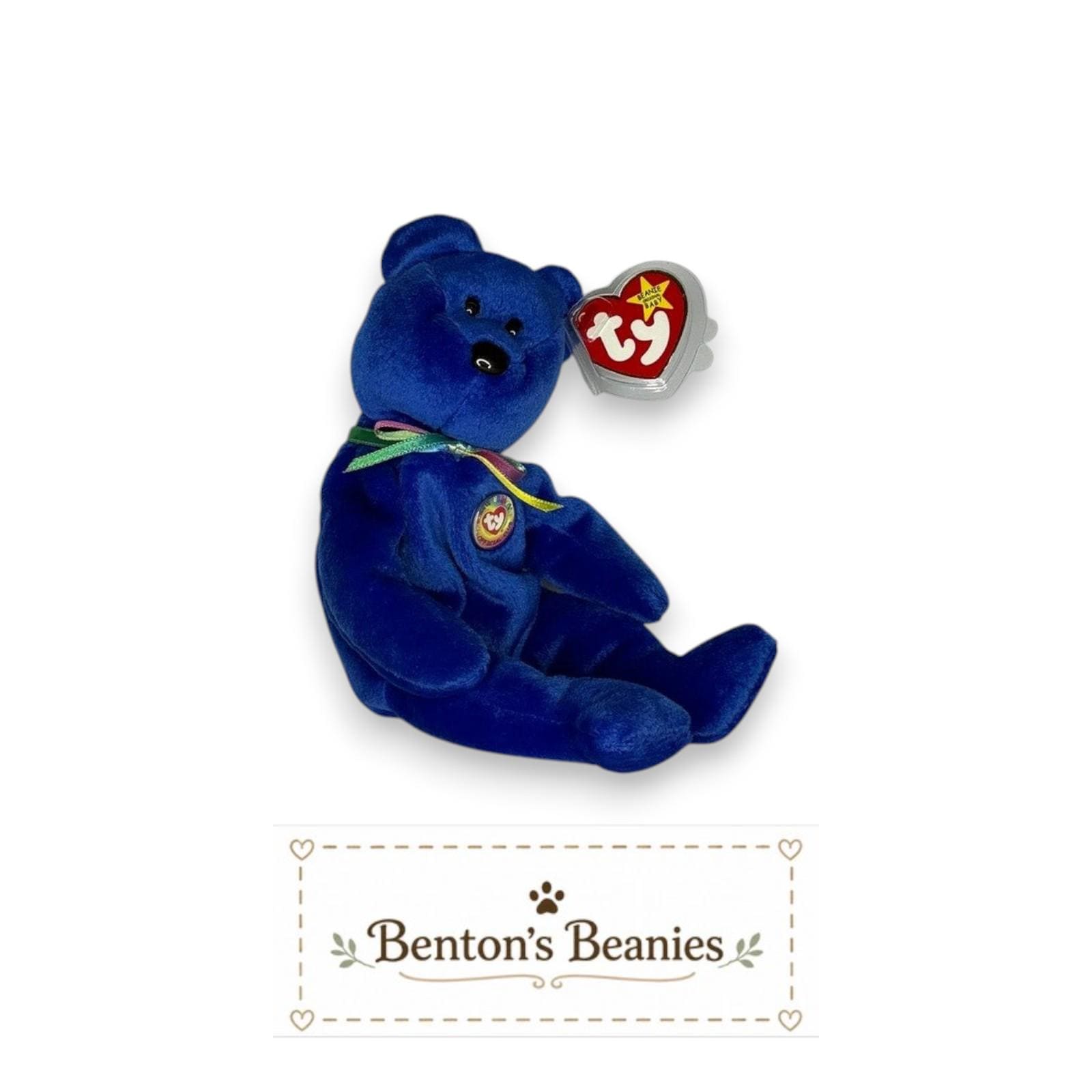Clubby the Bear TY Beanie Baby | Mint Heart/Tush Tag