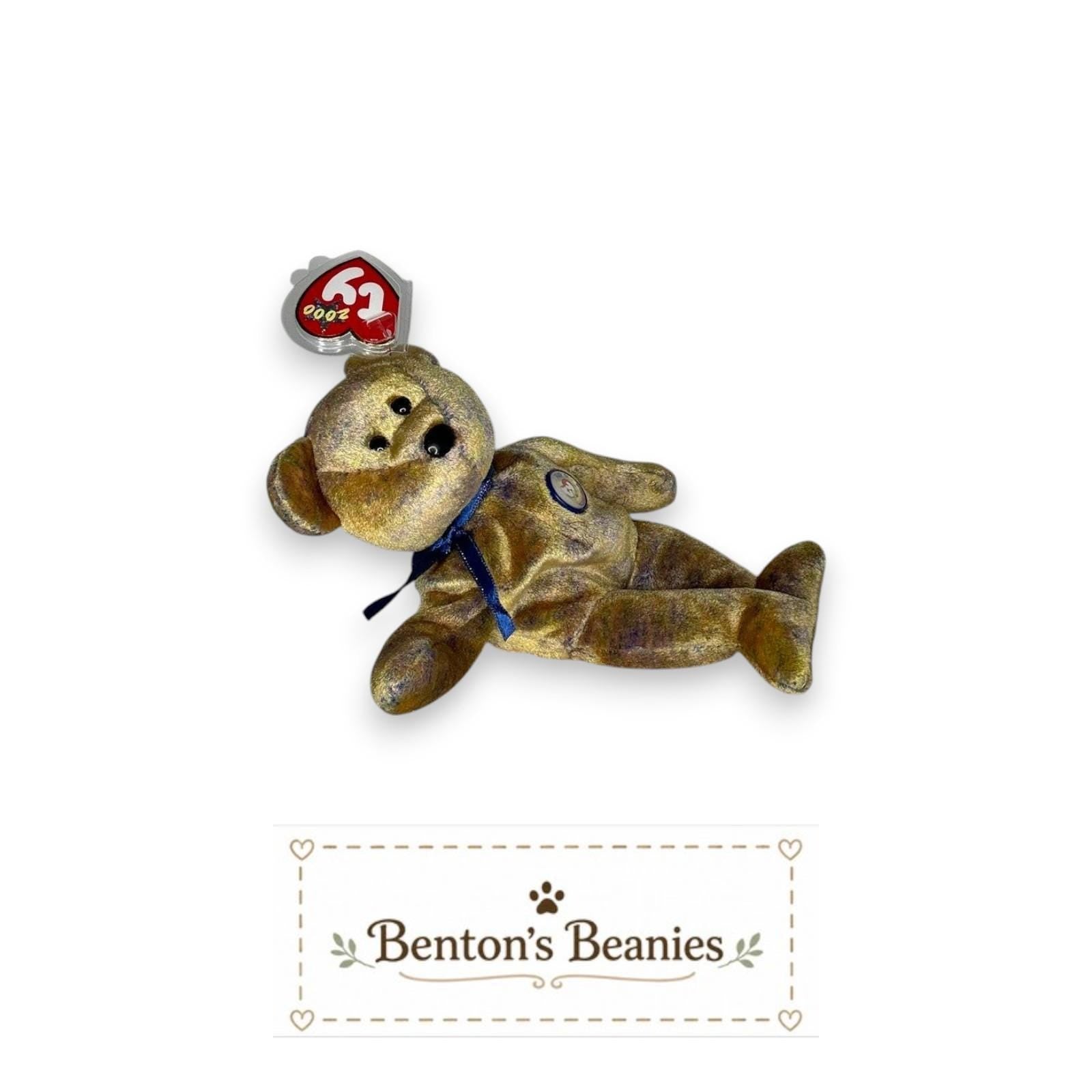 Clubby III the Bear TY Beanie Baby | Mint Heart/Tush Tag