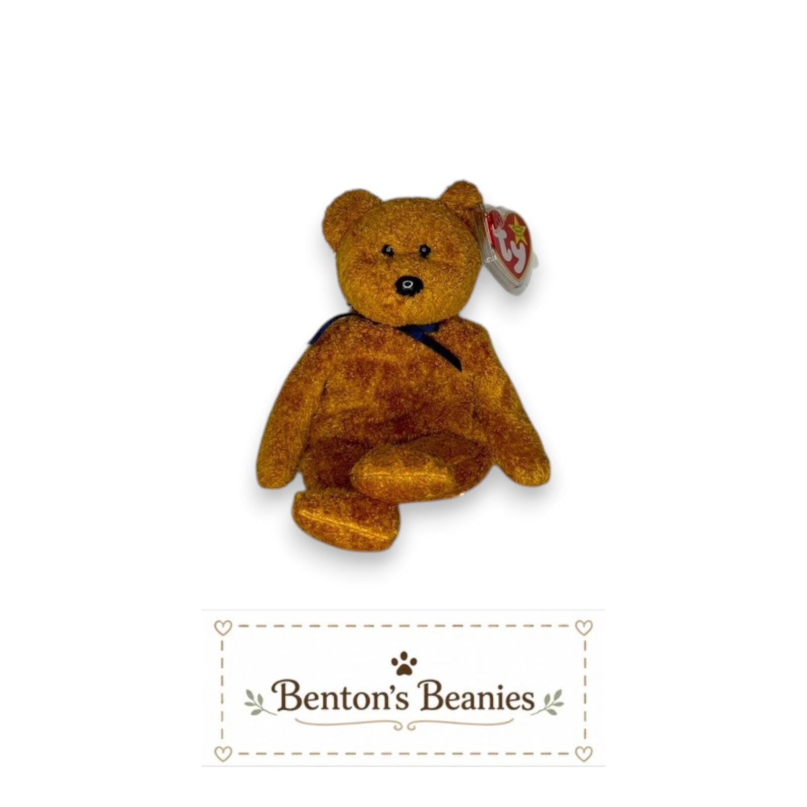 Fuzz the Bear TY Beanie Baby | Mint Heart & Tush Tag