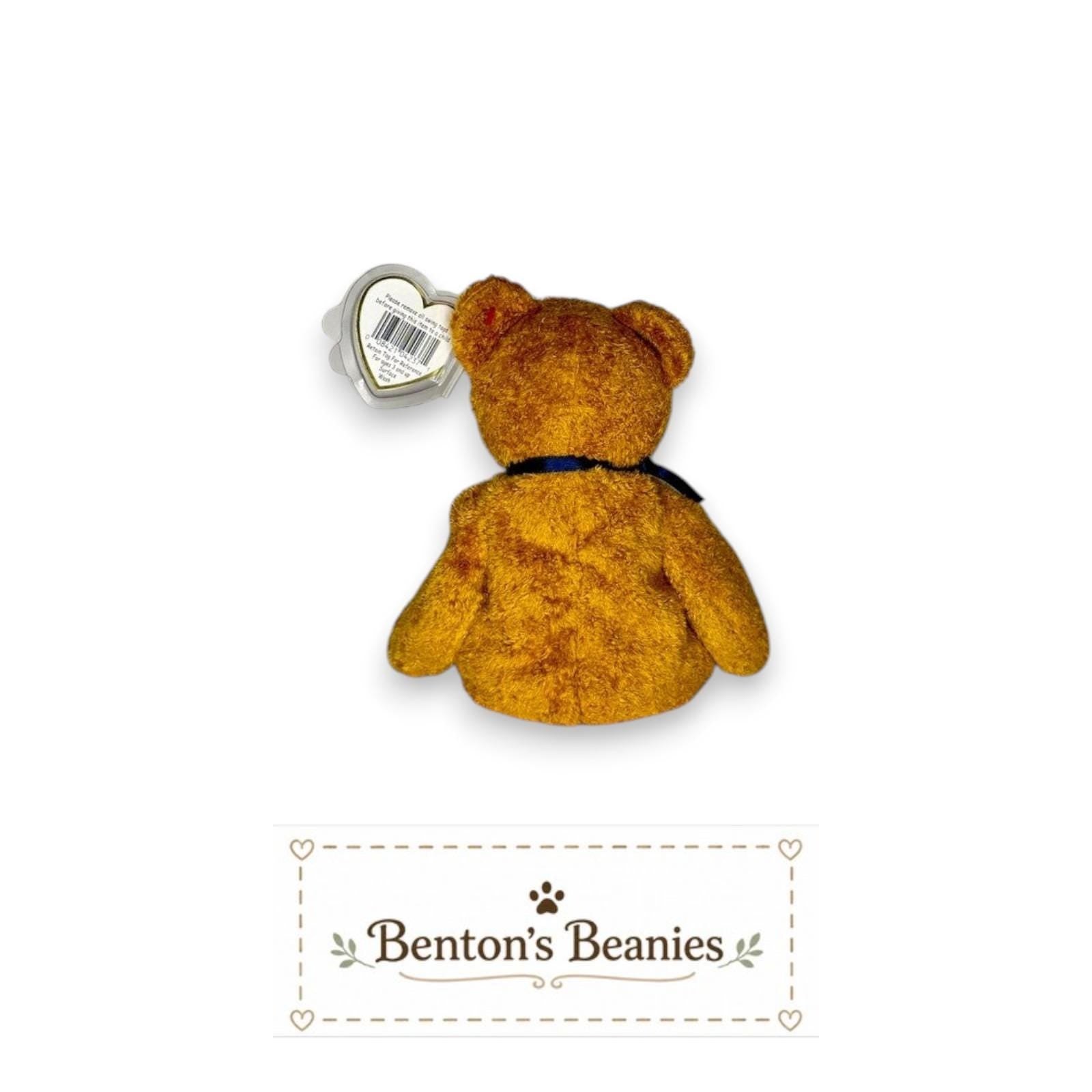 Fuzz the Bear TY Beanie Baby | Mint Heart & Tush Tag