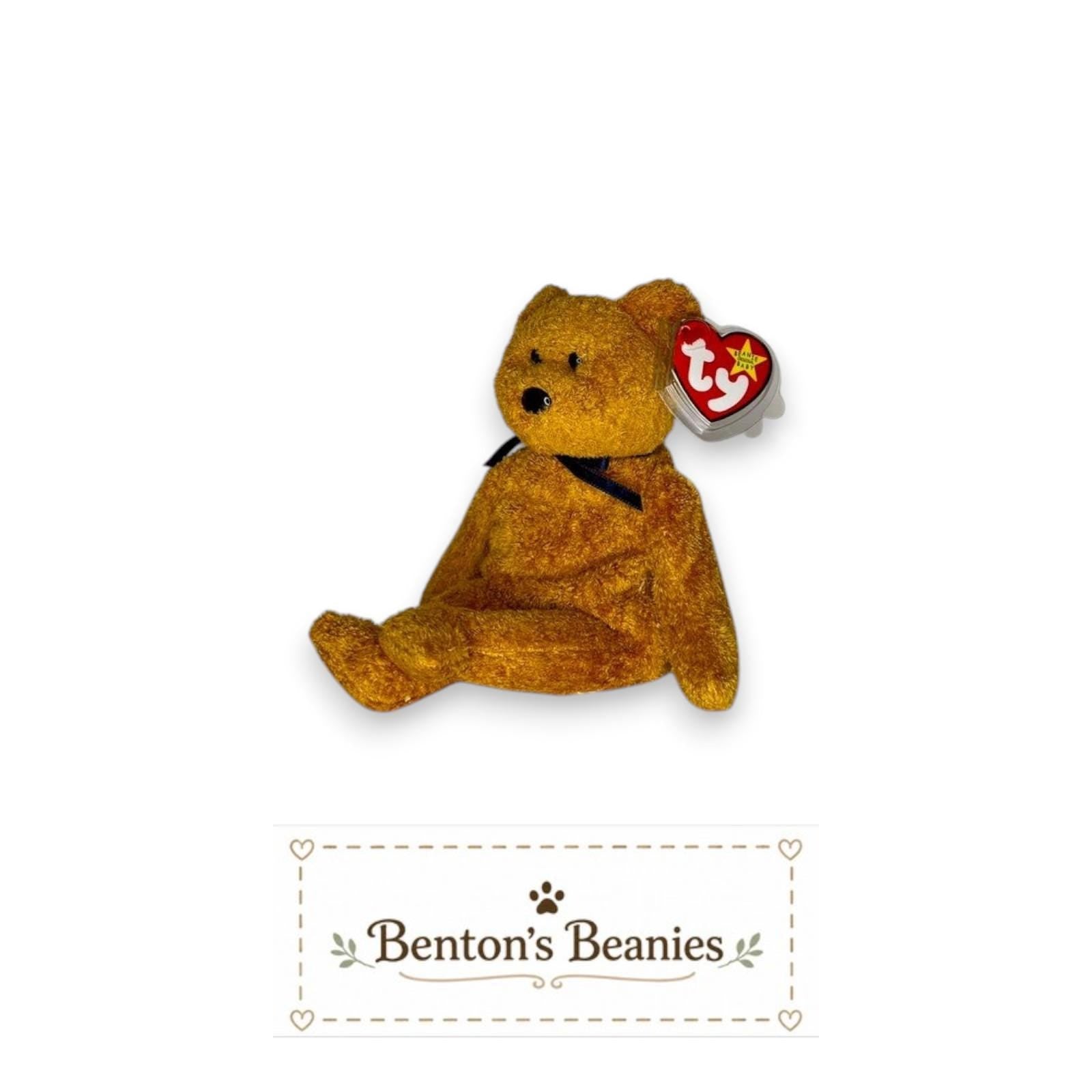 Fuzz the Bear TY Beanie Baby | Mint Heart & Tush Tag
