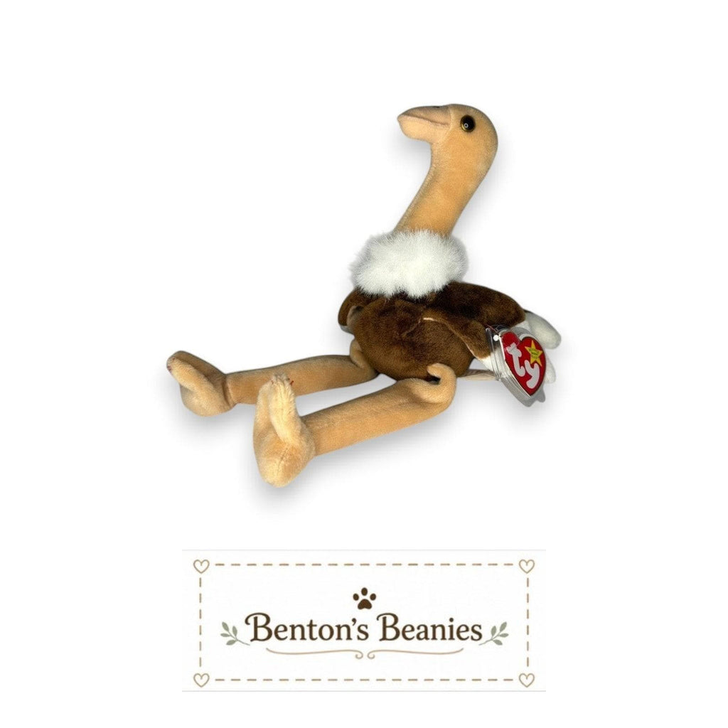 Stretch the Ostrich TY Beanie Baby | Mint Heart & Tush Tag