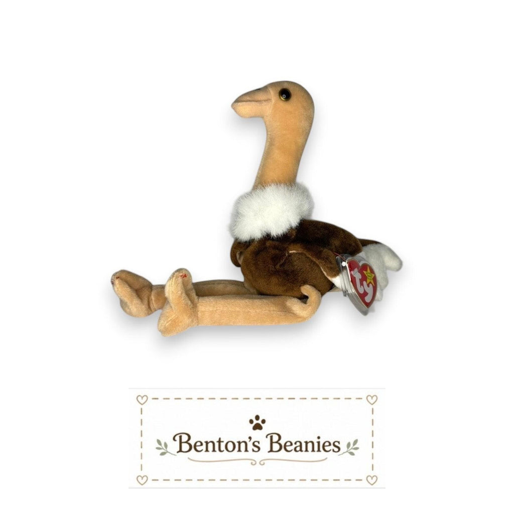 Stretch the Ostrich TY Beanie Baby | Mint Heart & Tush Tag