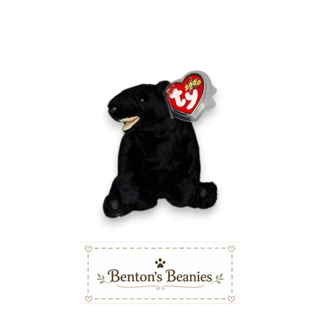 Cinder the Blackbear TY Beanie Baby | Mint Heart & Tush Tag