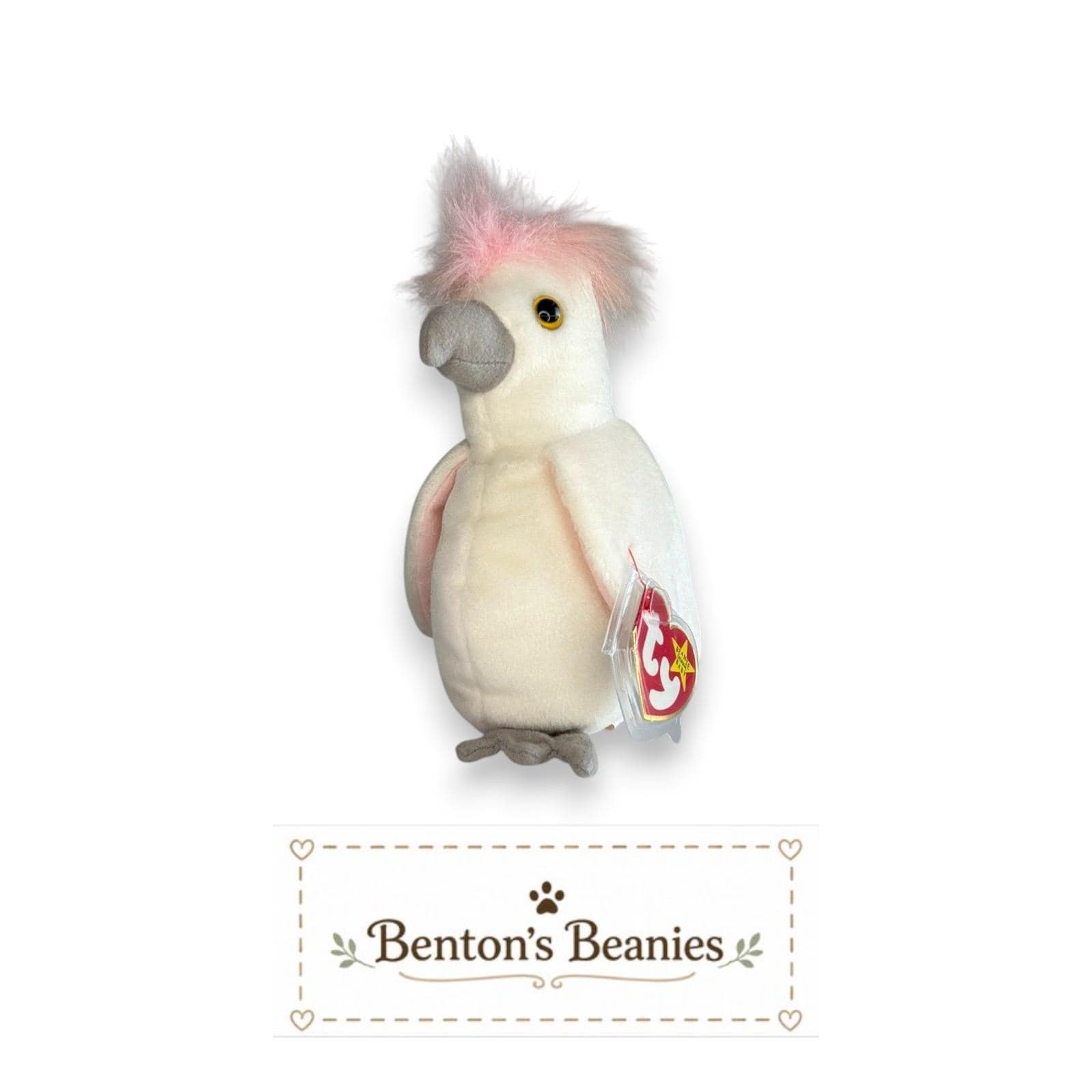 Kuku the Cockatoo TY Beanie Baby | Mint Heart & Tush Tag