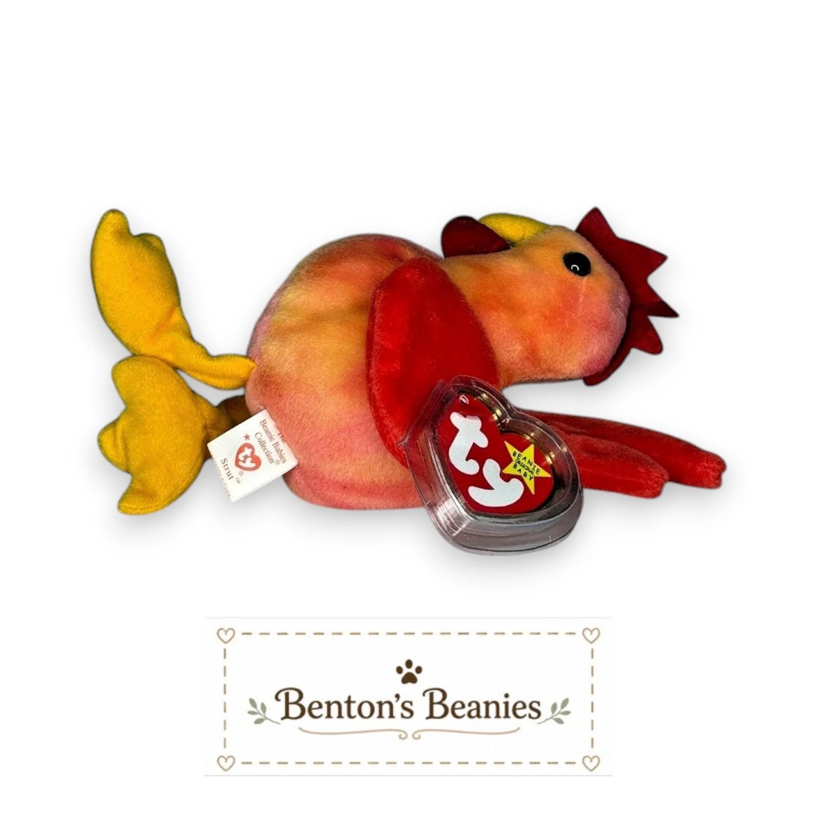 Strut the Rooster TY Beanie Baby | Mint Heart & Tush Tag