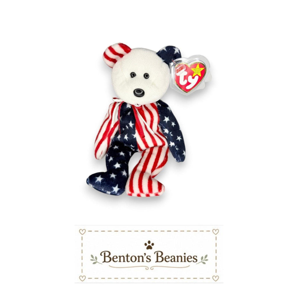 Spangle the White Bear TY Beanie Baby | Mint Heart & Tush Tag