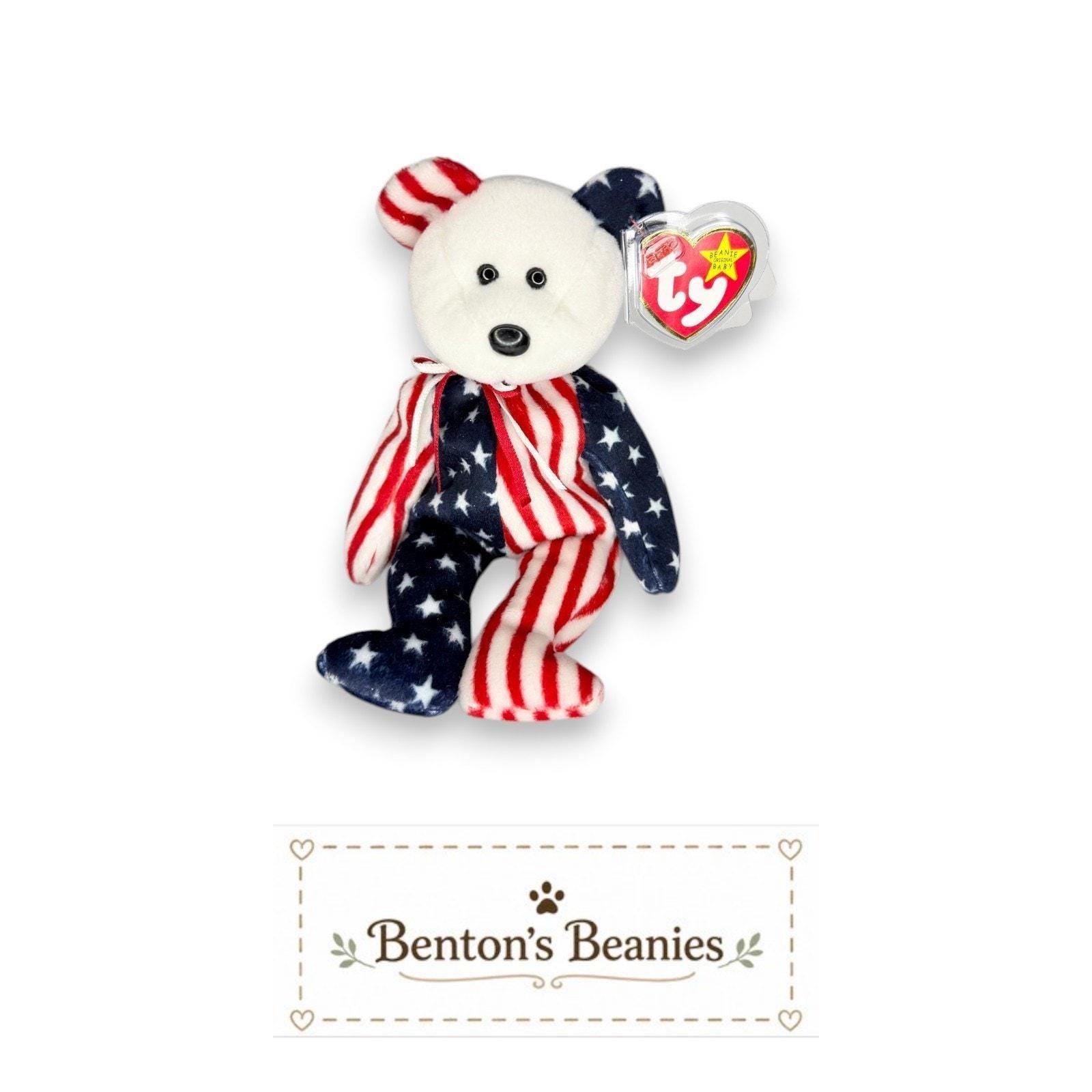 Spangle the White Bear TY Beanie Baby | Mint Heart & Tush Tag