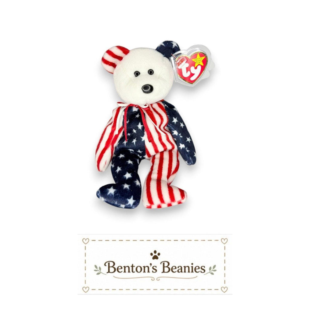 Spangle the White Bear TY Beanie Baby | Mint Heart & Tush Tag