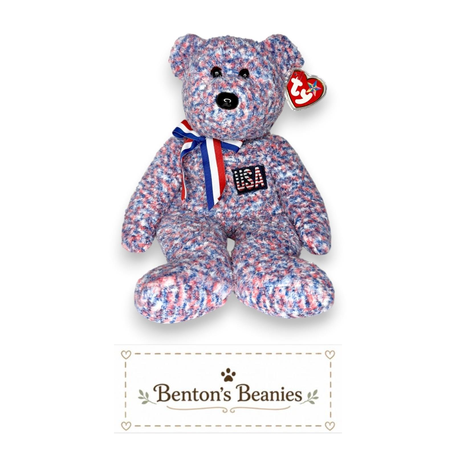 USA the Bear TY Beanie Buddies | Mint Heart & Tush Tags