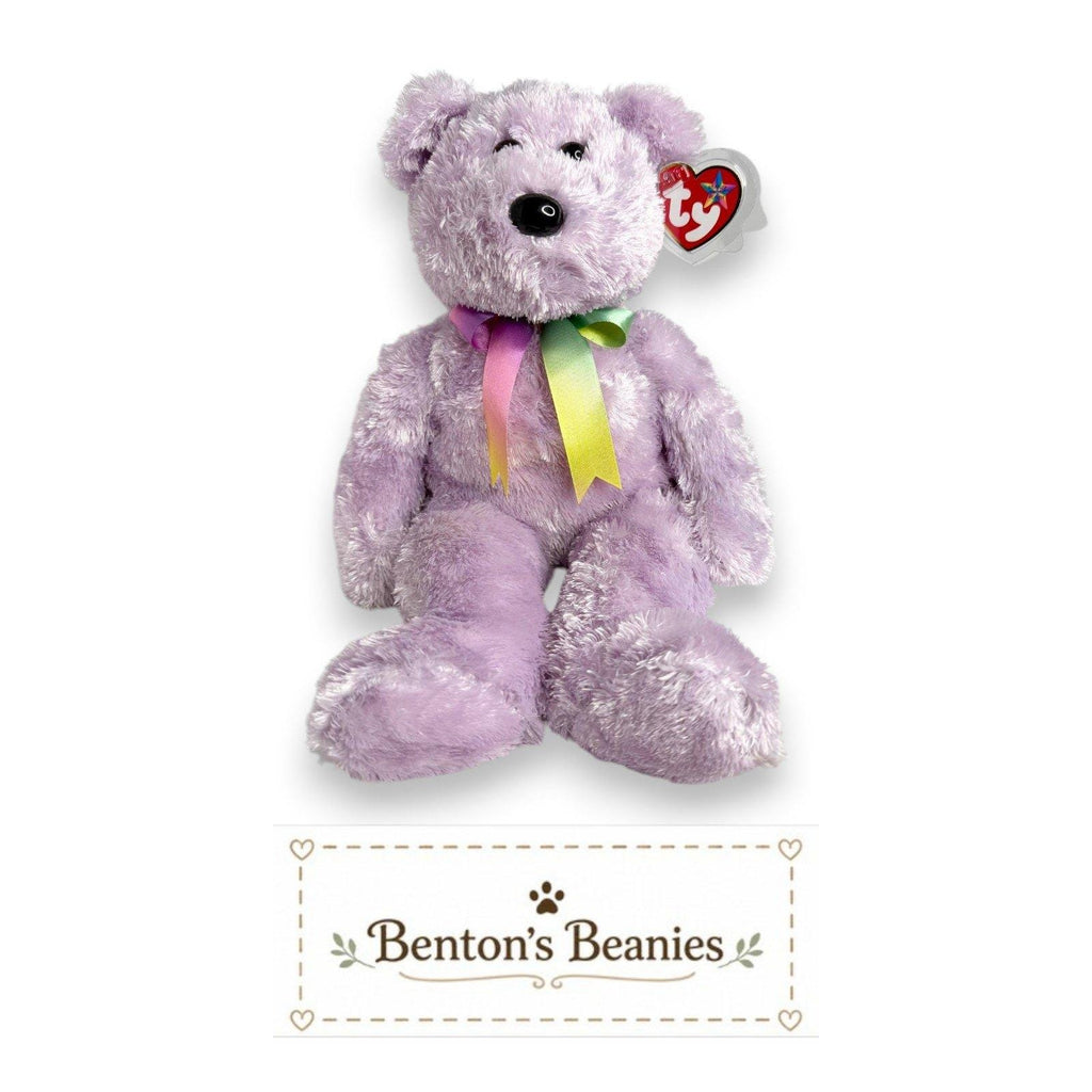 Purple Sherbet Bear TY Beanie Buddies | Mint Heart & Tush Tags