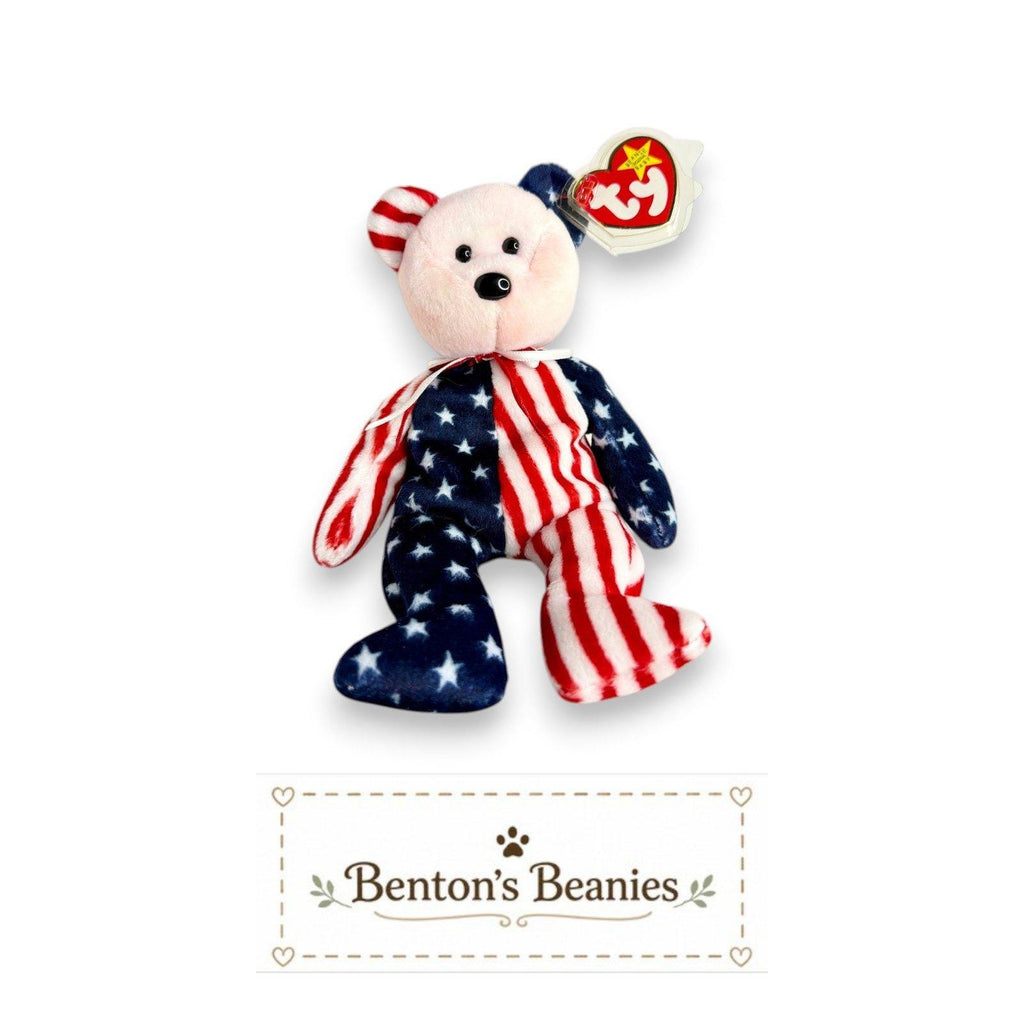 Spangle the Red Bear TY Beanie Baby | Mint Heart & Tush Tag