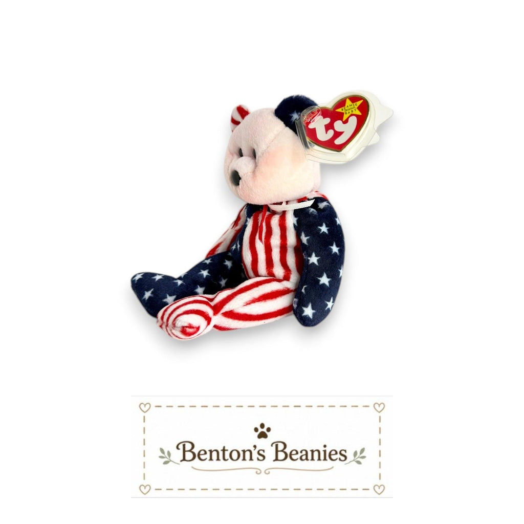 Spangle the Red Bear TY Beanie Baby | Mint Heart & Tush Tag
