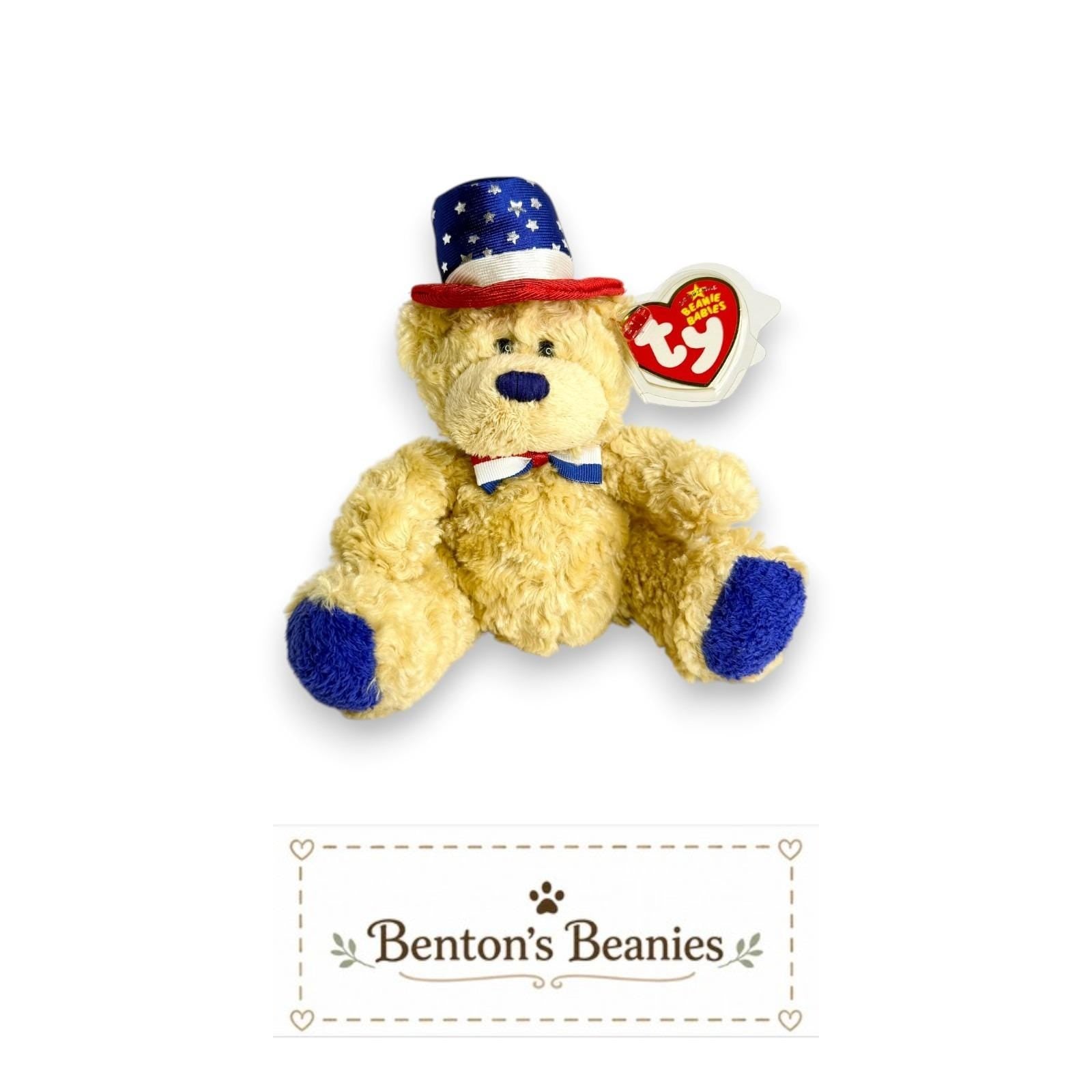 Independence the Bear TY Beanie Baby | Mint Heart & Tush Tags