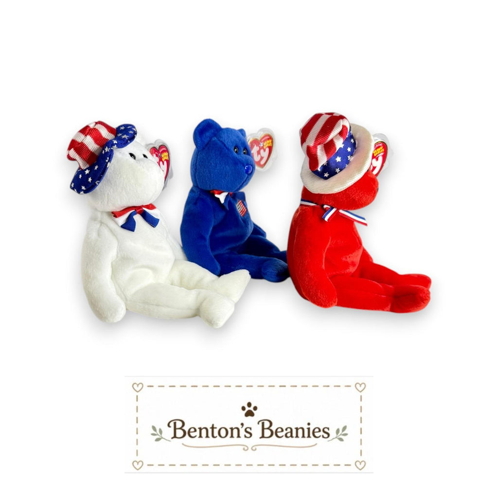 Benjamin, John, & Sam the Bears TY Beanie Babies | Mint Tags