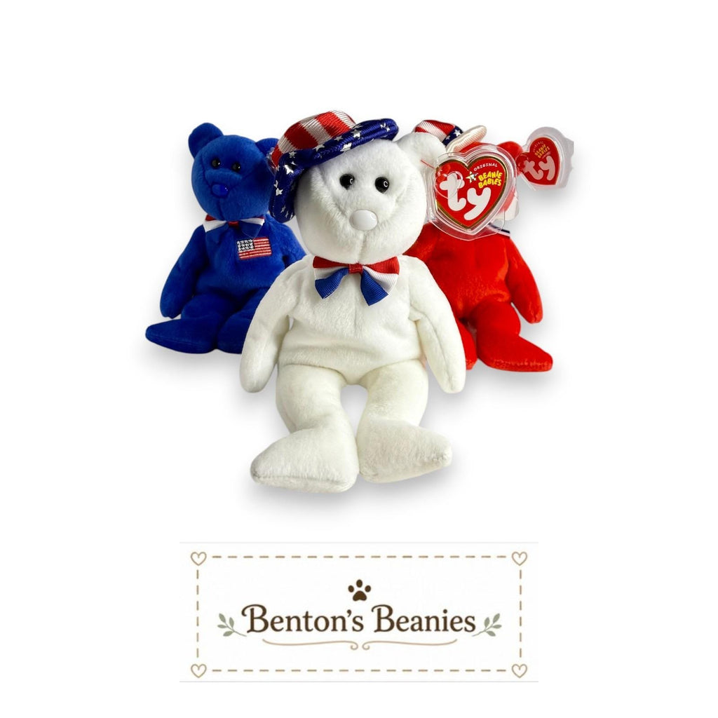 Benjamin, John, & Sam the Bears TY Beanie Babies | Mint Tags