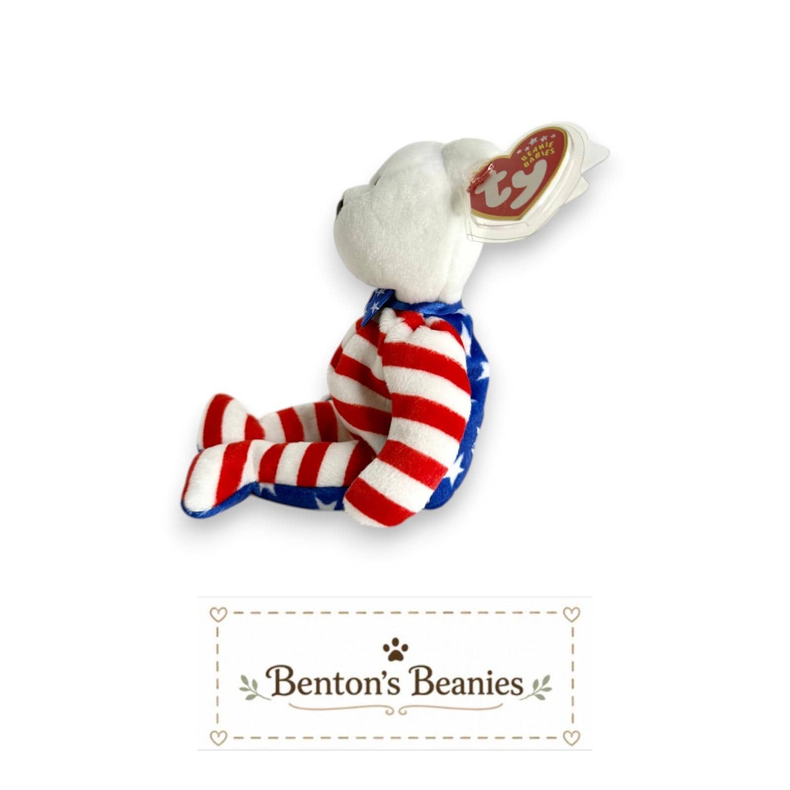 Liberty the Bear TY Beanie Baby | Mint Heart & Tush Tags
